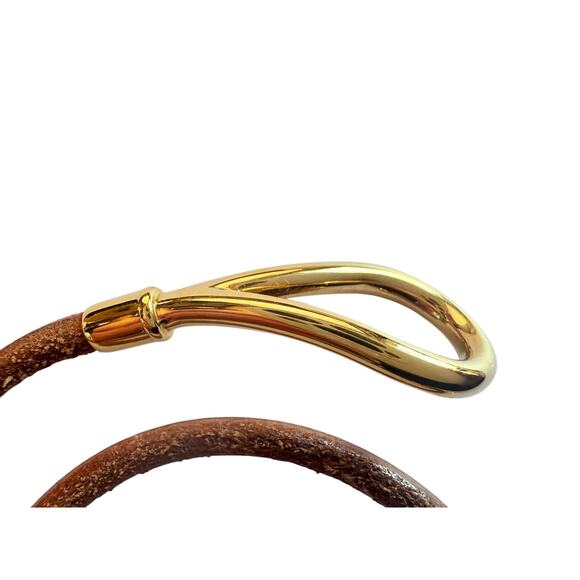 Hermès Jumbo Leather Hook Double Wrap Bangle Bracelet Choker - Picture 7 of 12